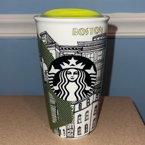 Starbucks Boston MA Old City DOT Ceramic Traveler Tumbler Coffee Mug 12oz 2015